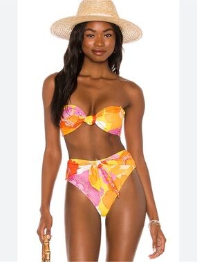 REVOLVE Lucile Bikini TOP AND BOTTOMS  in Yellow Blooms AGUA BENDITA  *worn once